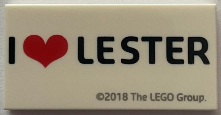 Tile 2 x 4 with 'I Heart LESTER' Pattern