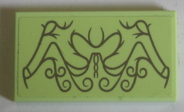 Tile 2 x 4 with Dark Tan Ornate Filigree Pattern (Sticker) - Set 10316