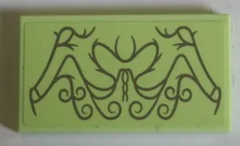 Tile 2 x 4 with Dark Tan Ornate Filigree Pattern (Sticker) - Set 10316