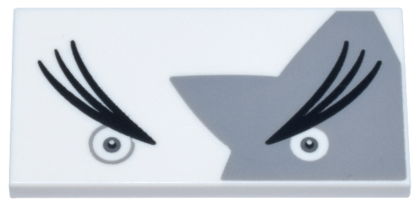 Tile 2 x 4 with Dark Bluish Gray Eyes, Long Black Eyebrows, and Light Bluish Gray Star Shape Pattern (Super Mario Morton Upper Face)