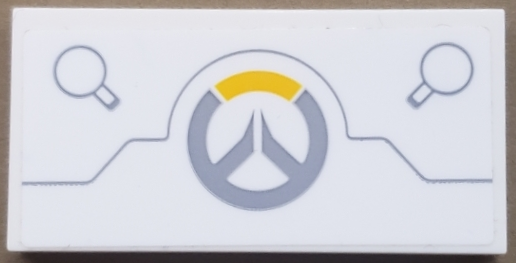 Tile 2 x 4 with Overwatch Logo, Light Bluish Gray Line and Latches Pattern (Sticker) - Set 75975