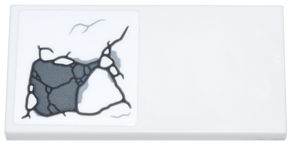 Tile 2 x 4 with Black, Dark Bluish Gray and Light Bluish Gray Wide Cracked Stone Pattern 2 (Sticker) - Set 76266