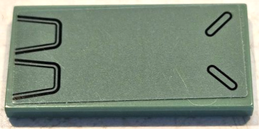 Tile 2 x 4 with Black Bent Lines and Latches Pattern (Sticker) - Set 75974