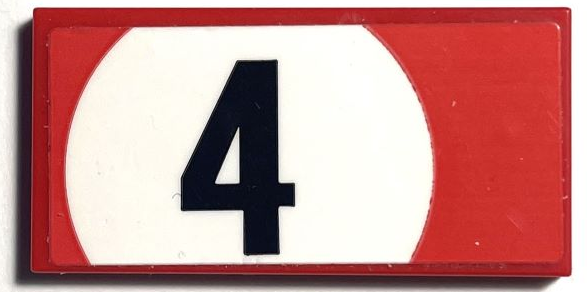 Tile 2 x 4 with Black Number 4 in White Circle Pattern Model Left Side (Sticker) - Set 76906