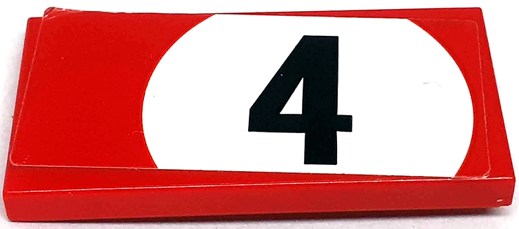 Tile 2 x 4 with Black Number 4 in White Circle Pattern Model Right Side (Sticker) - Set 76906