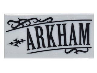 Tile 2 x 4 with Black Scrollwork and 'ARKHAM' Pattern (Sticker) - Set 10937