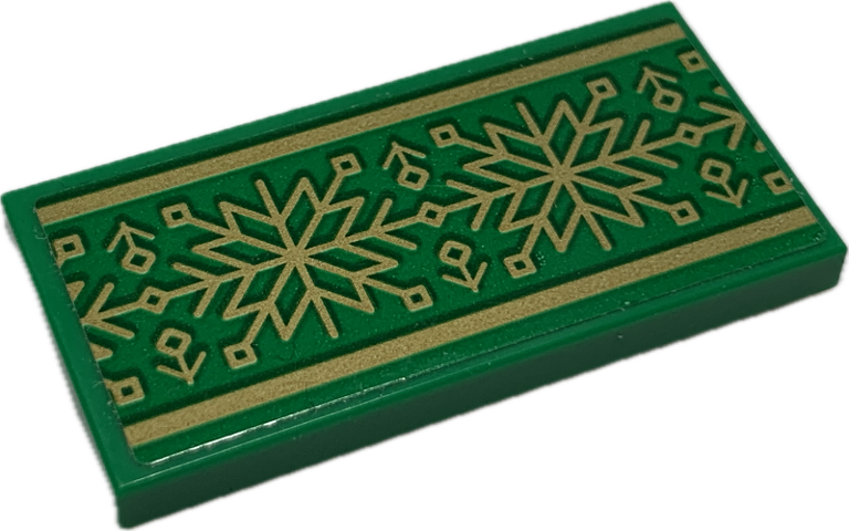 Tile 2 x 4 with Holiday Gift Ribbon with Gold Christmas Decoration Pattern (Sticker) - Set 40494