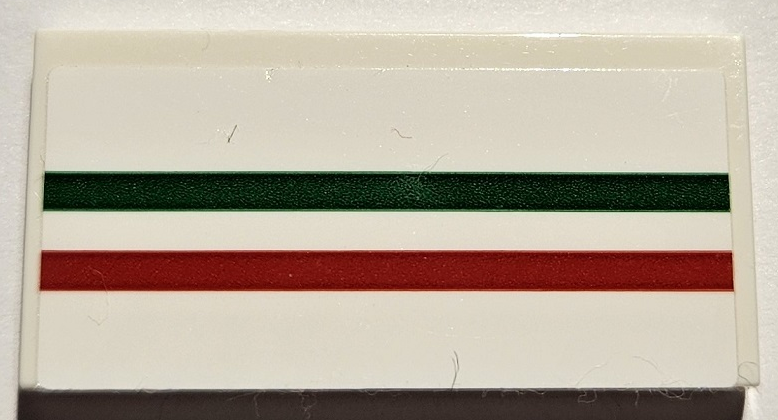 Tile 2 x 4 with Green and Red Stripes Pattern (Sticker) - Set 75889