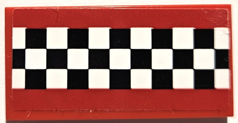 Tile 2 x 4 with Black and White Checkered Pattern (Sticker) - Set 75889