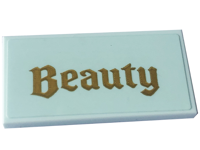 Tile 2 x 4 with Gold 'Beauty' Pattern (Sticker) - Set 43227