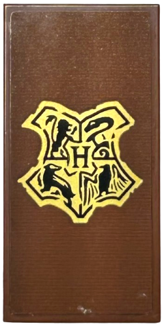 Tile 2 x 4 with Gold and Black Hogwarts Crest Pattern (Sticker) - Sets 76425 / 76470