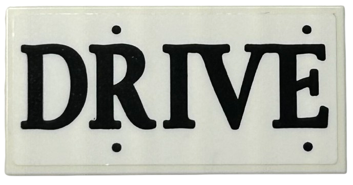 Tile 2 x 4 with Black 'DRIVE' and 4 Rivets Pattern (Sticker) - Set 76425