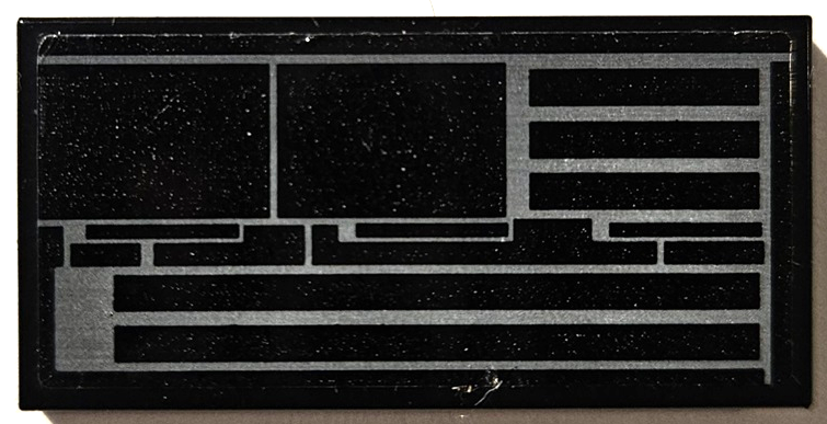 Tile 2 x 4 with SW Inquisitor Transport Scythe Hull Plates with Dark Bluish Gray Lines Pattern Model Left Side (Sticker) - Set 75336