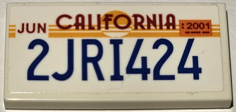 Tile 2 x 4 with License Plate 'CALIFORNIA', 'JUN', '2001' and '2JRI424' Pattern (Sticker) - Set 42111