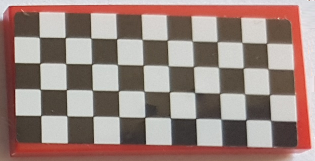 Tile 2 x 4 with Black and White Checkered Pattern (Sticker) - Set 75883