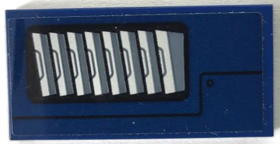 Tile 2 x 4 with Dark Bluish Gray and Silver Air Vent, Black Rivet and Panel Outline Pattern Model Left Side (Sticker) - Set 75940