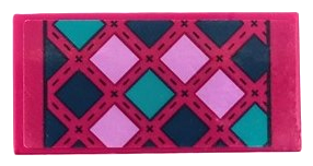 Tile 2 x 4 with Blanket with Dark Blue, Medium Lavender and Dark Turquoise Squares and Stitching Pattern (Sticker) - Set 41683