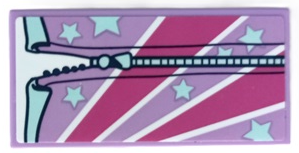Tile 2 x 4 with Medium Lavender Sleeping Bag with Light Aqua Stars, Magenta and White Stripes Pattern (Sticker) - Set 41681