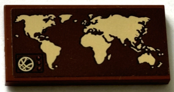 Tile 2 x 4 with Tan World Map Pattern (Sticker) - Set 76218