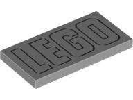 Tile 2 x 4 with Black and Silver Outlined 'LEGO' Pattern