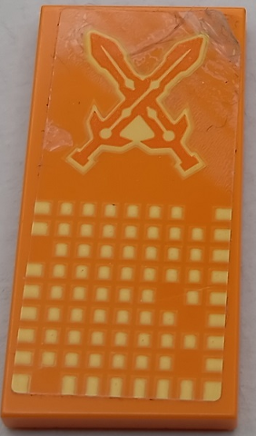 Tile 2 x 4 with Crossed Swords and Bright Light Yellow Squares Pattern (Sticker) - Set 70357