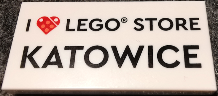 Tile 2 x 4 with 'I Heart LEGO STORE KATOWICE' Pattern