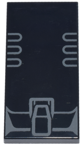 Tile 2 x 4 with Dark Bluish Gray Curved Lines and Latch Pattern (Transformers Bumblebee Leg Joint)