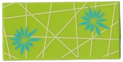 Tile 2 x 4 with Dark Turquoise Flowers and Bright Light Yellow Lines Pattern (BrickHeadz Joy Dress Bottom)