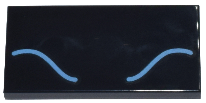 Tile 2 x 4 with Medium Blue Curved Lines Pattern (BrickHeadz Batman (Classic TV Series) Cowl)