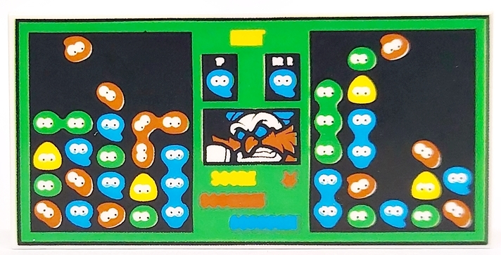 Tile 2 x 4 with Video Game Blobs on Black and Bright Green Screen Pattern
