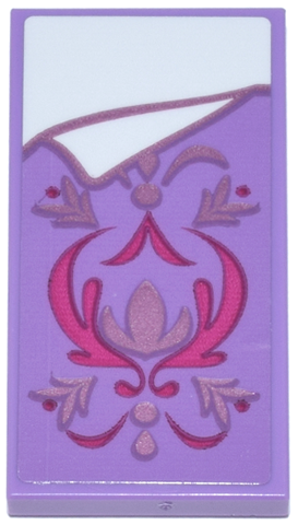 Tile 2 x 4 with Blanket with Metallic Pink and Magenta Floral Swirls and Filigree, White Bedsheet Pattern (Sticker) - Set 43244