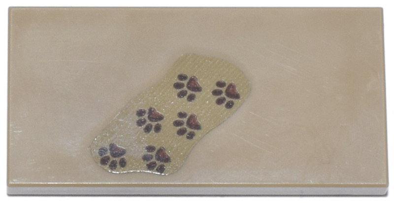 Tile 2 x 4 with 6 Reddish Brown Paw Prints Pattern (Sticker) - Set 21341