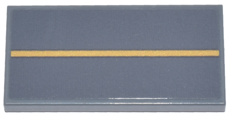 Tile 2 x 4 with Thin Gold Line Pattern (Sticker) - Set 75385