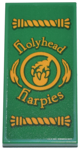 Tile 2 x 4 with Bright Light Orange Ropes, Feathers, Circle Emblem with Bird Claw and 'Holyhead Harpies' Pattern (Sticker) - Set 76437