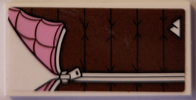 Tile 2 x 4 with Reddish Brown and Bright Pink Sleeping Bag with Zipper and Sports Mountain Logo Pattern (Sticker) - Set 60387