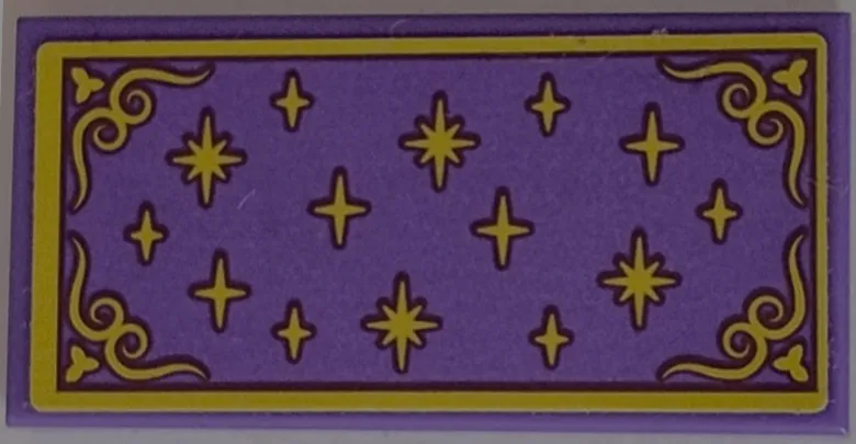 Tile 2 x 4 with Rug with Gold Sparkles, Scrollwork and Border Pattern (Sticker) - Set 43187