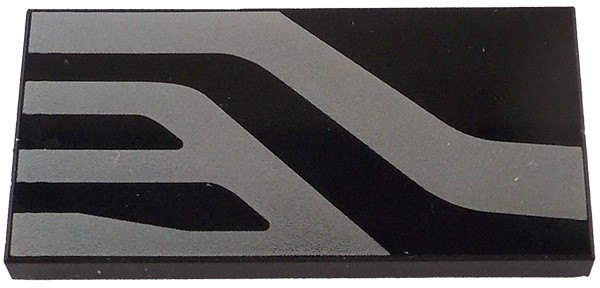 Tile 2 x 4 with Silver Markings Pattern Model Left Side (SW Kylo Ren Helmet)