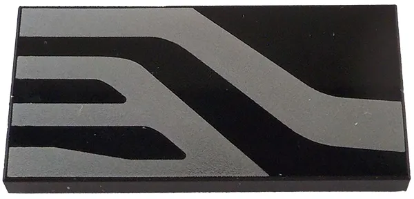 Tile 2 x 4 with Silver Markings Pattern Model Left Side (SW Kylo Ren Helmet)