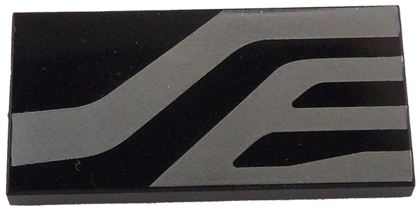 Tile 2 x 4 with Silver Markings Pattern Model Right Side (SW Kylo Ren Helmet)