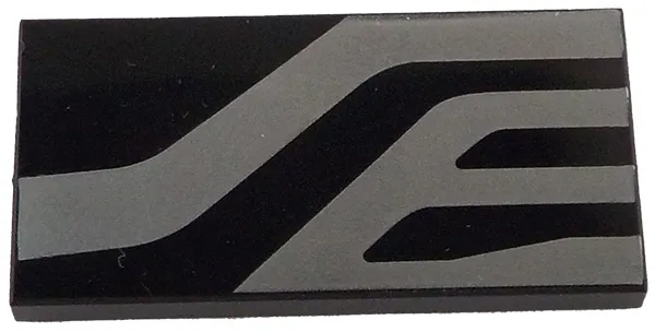 Tile 2 x 4 with Silver Markings Pattern Model Right Side (SW Kylo Ren Helmet)