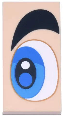 Tile 2 x 4 with White, Blue and Dark Azure Eye and Thick Black Eyebrow Pattern Model Left Side (Super Mario Eye)
