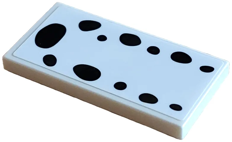 Tile 2 x 4 with 12 Black Dalmatian Spots Pattern (Sticker) - Set 43271