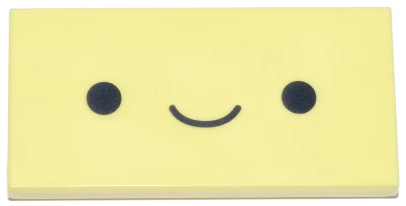 Tile 2 x 4 with Black Smiley Face Pattern