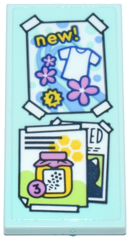 Tile 2 x 4 with Advertising and Wanted Posters Taped Up Pattern (Sticker) - Set 42670