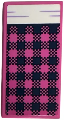 Tile 2 x 4 with Blanket with Dark Blue Plaid and White Bedsheet Pattern (Sticker) - Set 41740