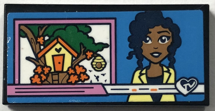 Tile 2 x 4 with News Reporter and Treehouse on TV Screen Pattern (Sticker) - Set 41702