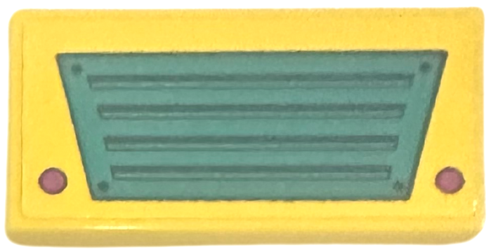 Tile 2 x 4 with Dark Turquoise Vehicle Grille and Magenta Lights Pattern (Sticker) - Set 41681