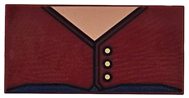 Tile 2 x 4 with Vest with 3 Gold Buttons, Dark Blue P, Nougat Neck, Dark Blue Pants Top Pattern (BrickHeadz Monkey D. Luffy Torso)