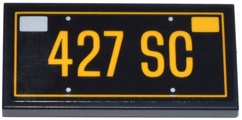 Tile 2 x 4 with Bright Light Orange License Plate '427 SC' and Silver Screws and Rectangle Pattern (Sticker) - Set 10357