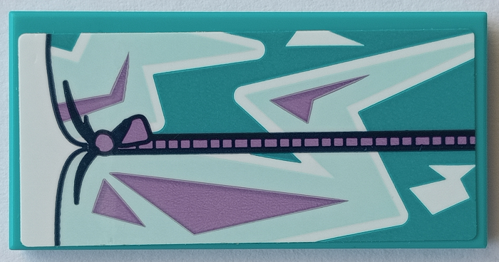 Tile 2 x 4 with Light Aqua, Medium Lavender and White Zigzag Sleeping Bag with Zipper Pattern (Sticker) - Set 41681